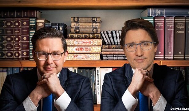 Justin Trudeau and Pierre Poilievre sitting together.