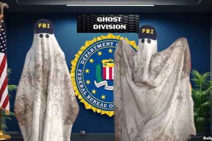 FBI agents dressed as ghosts trying to catch ghost cars.