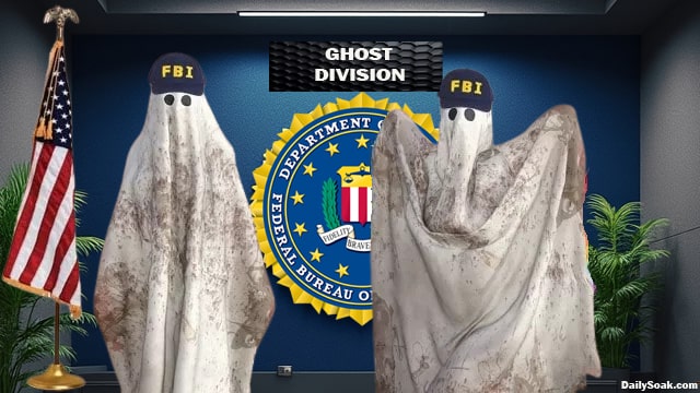 FBI agents dressed as ghosts trying to catch ghost cars.