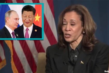 Kamala Harris giving interview about Russia and China.