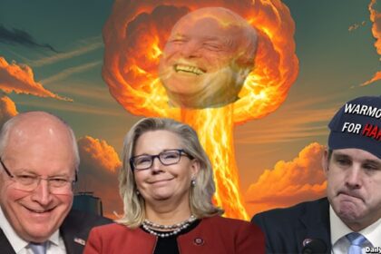 Warmonger neocon Republicans Dick Cheney, Liz Cheney, and Adam Kinzinger endorsing Kamala Harris.