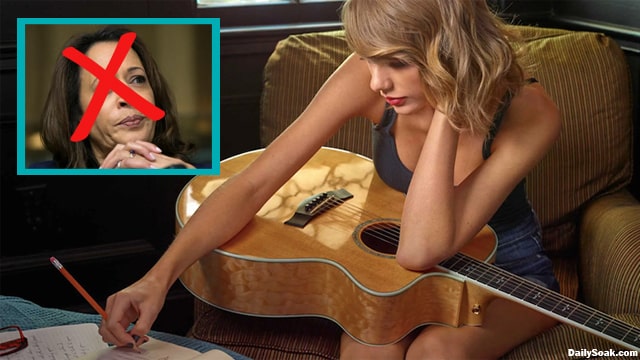 Taylor Swift writing a song after endorsing Kamala Harris for president.