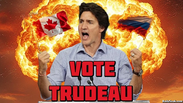 Canada Prime Minister Justin Trudeau threatening Russia with nuclear war to defend Ukraine.