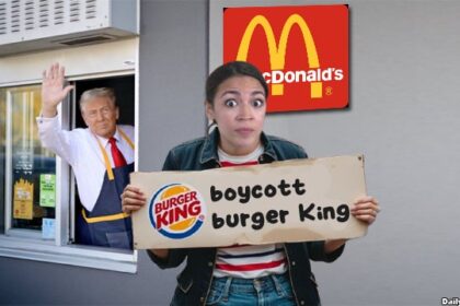 AOC boycotting the McDonald's where Donald Trump worked.