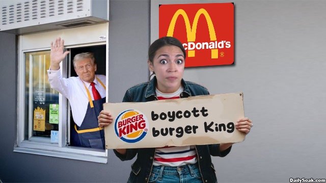 AOC boycotting the McDonald's where Donald Trump worked.