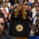 Kamala Harris and Beyoncé at rally.