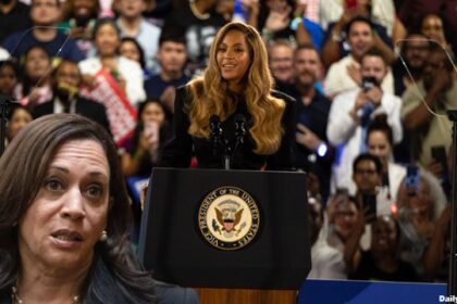 Kamala Harris and Beyoncé at rally.