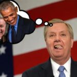 Lindsey Graham hugging Barack Obama after Tulsi Gabbard announces joining Republicans.