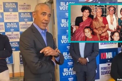 Barack Obama trying to urge black men to vote for Kamala Harris.