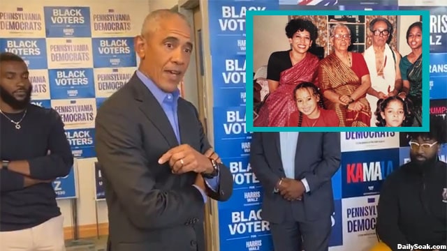 Barack Obama trying to urge black men to vote for Kamala Harris.