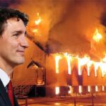 Justin Trudeau watching a Canadian church get burned down.