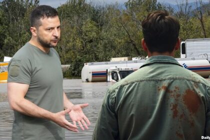 Ukraine President Zelensky at the scene of the US Hurrican Helene damage sites.