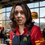 Kamala Harris wearing a McDonald's uniform.