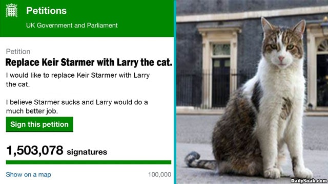 UK petition to replace Keir Starmer with famous Larry the Cat.