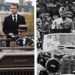 Dictators Keir Starmer and Emmanuel Macron in Paris, France for a World War 1 event.