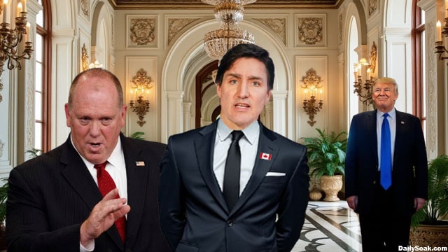 Tom Homan arresting illegal alien Justin Trudeau inside Donald Trump's Mar-a-Lago.