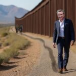 Gavin Newsom leaving a trail of hair oil along the California-Mexico border in San Diego.