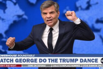 ABC News host George Stephanopoulos doing the Donald Trump dance.