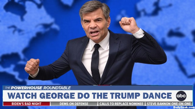 ABC News host George Stephanopoulos doing the Donald Trump dance.