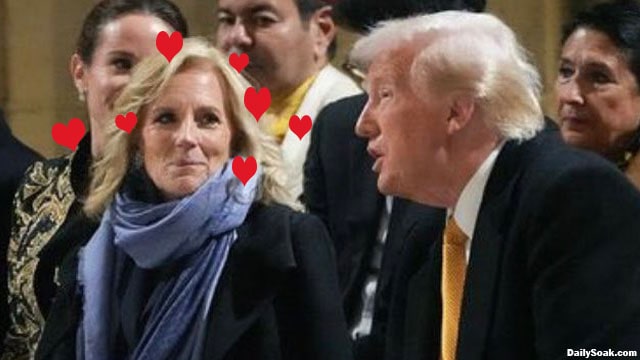 Jill Biden and Donald Trump at the Notre Dame cathedral opening.