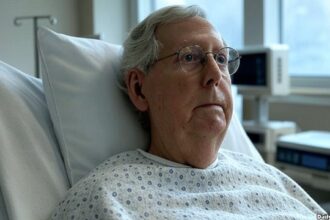 Mitch McConnell in a hospital bed after his fall.