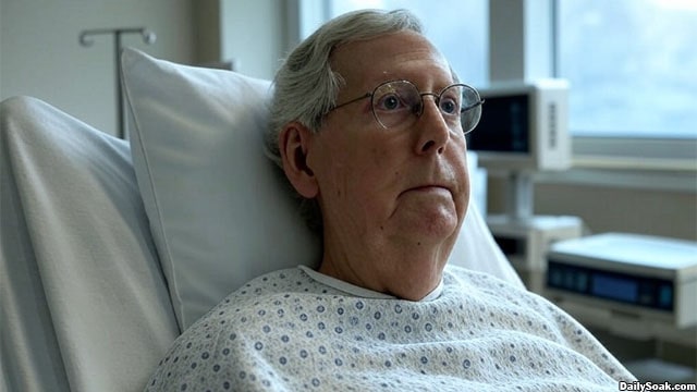 Mitch McConnell in a hospital bed after his fall.