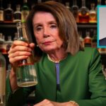 Nancy Pelosi drinking alcohol while condemning Pete Hegseth.