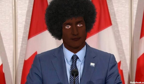 Justin Trudeau wearing blackface.