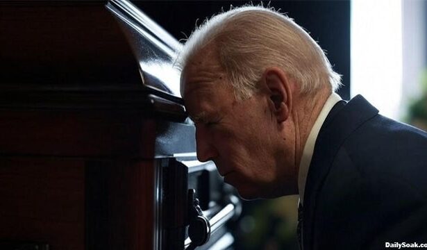 Joe Biden sniffing the casket of Jimmy Carter.