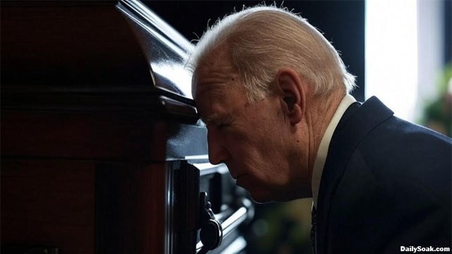 Joe Biden sniffing the casket of Jimmy Carter.