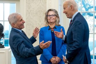 Joe Biden, Dr. Fauci, and Liz Cheney receiving pardons.