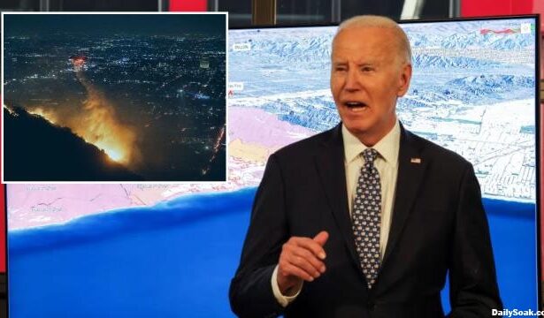 Joe Biden giving a speech on California wildfires.