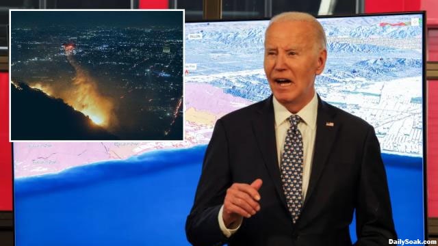 Joe Biden giving a speech on California wildfires.