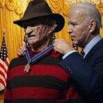 Joe Biden giving the Presidential Medal of Freedom to Freddy Krueger.