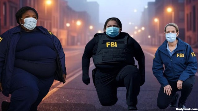 FBI agents kneeling in New Orleans,