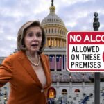 Nancy Pelosi standing in front of the US Capitol Building.