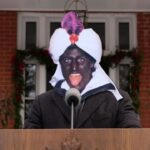 Justin Trudeau resigning wearing blackface.