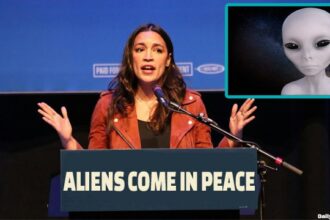 AOC giving a speech on illegal aliens.