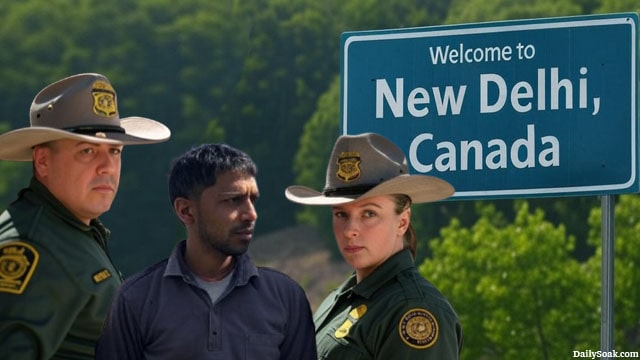 Two US ICE Immigration Border Patrol agents arresting an Indian illegal alien at the Canada border.