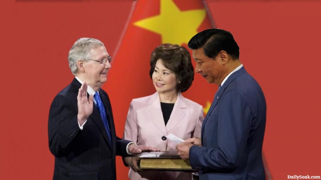 Mitch McConnell with his wife and China President Xi Jinping.