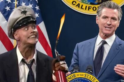 California Gavin Newsom standing next to Fire Marshall Bill in response to LA wildfires.