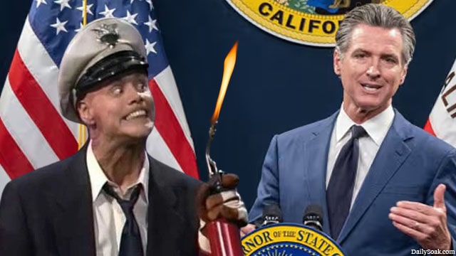 California Gavin Newsom standing next to Fire Marshall Bill in response to LA wildfires.