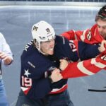 Justin Trudeau at US-Canada hockey game.