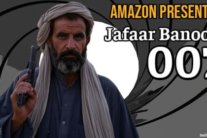 British Muslim man in a parody James Bond by Amazon.