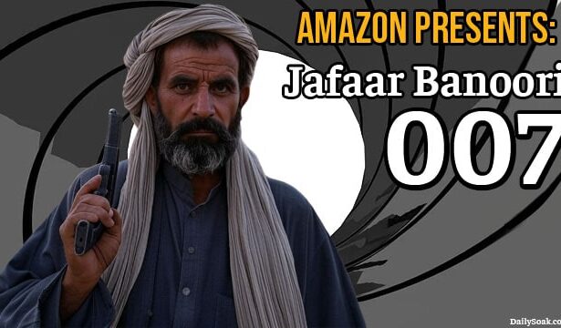 British Muslim man in a parody James Bond by Amazon.