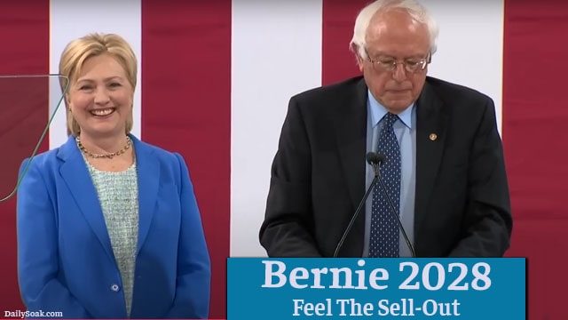 Bernie Sanders endorsing Hillary Clinton for president.