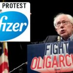 Bernie Sanders protest paid for by drug company Pfizer.