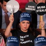 Democrats in Congress protesting Donald Trump's address.