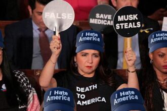 Democrats in Congress protesting Donald Trump's address.