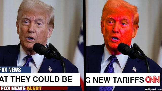 CNN using orange filter to make Donald Trump look more orange.